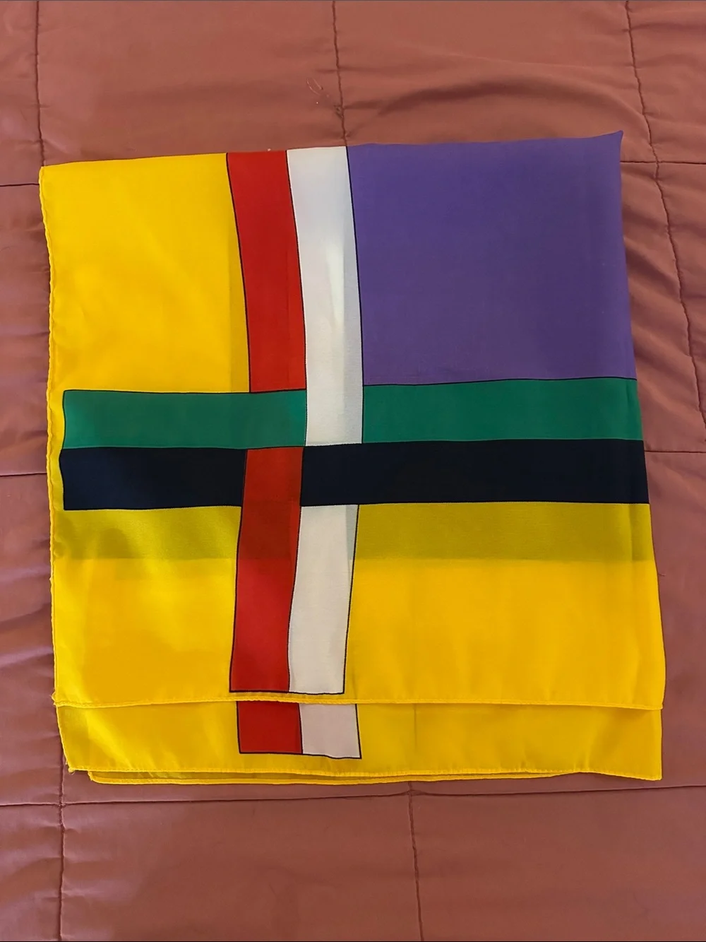 Vintage 60s/70s Bold Colorblock Silk Scarf